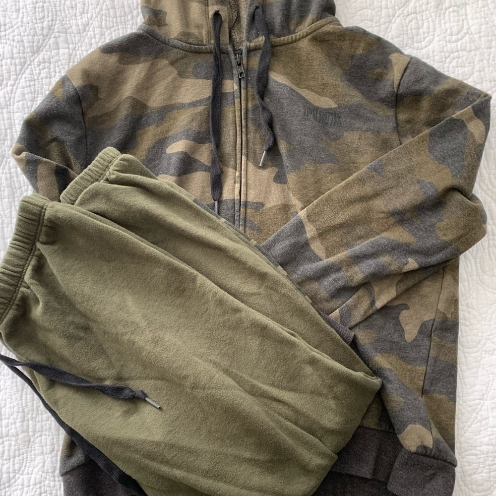 PINK green camouflage tracksuit set